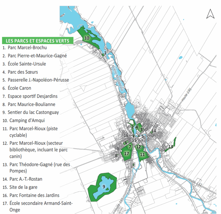 Carte parcs et espaces verts _Ville d'Amqui