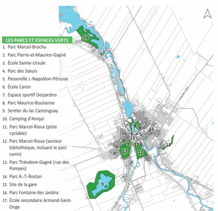 Carte parcs et espaces verts _Ville d'Amqui