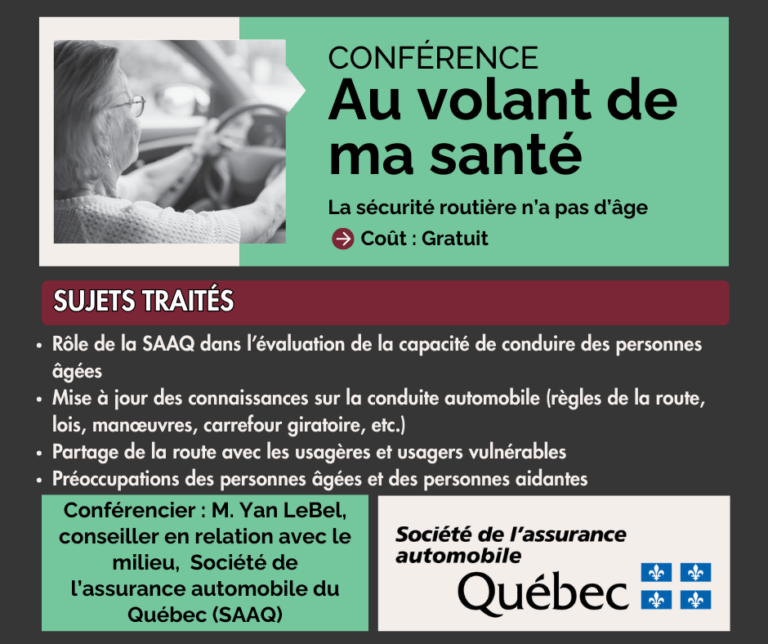 conférence saaq : au volant de ma santé 22 avril 2026